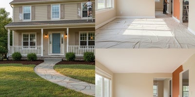 people are painting the exterior and interior of a home