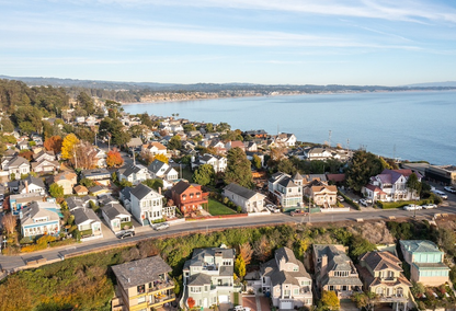 Homes on hillside in California