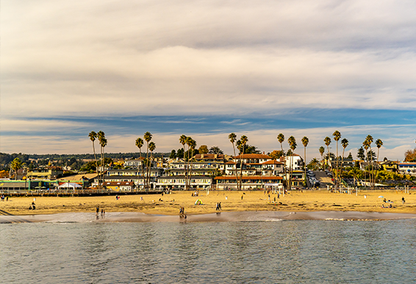Aerial view of the beach and homes