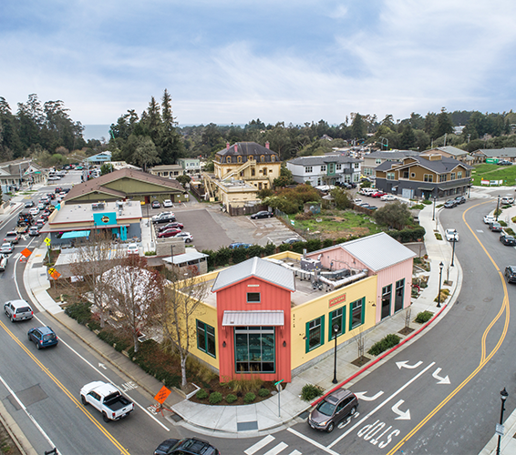 Aerial view of downtown Aptos