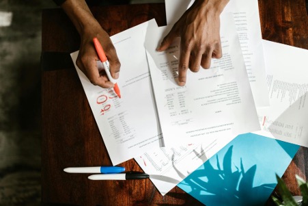 Looking over paperwork