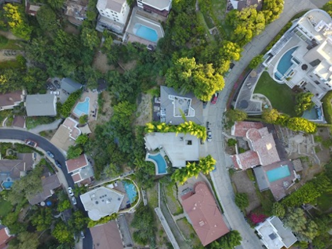 Overhead view of homes in Los Feliz