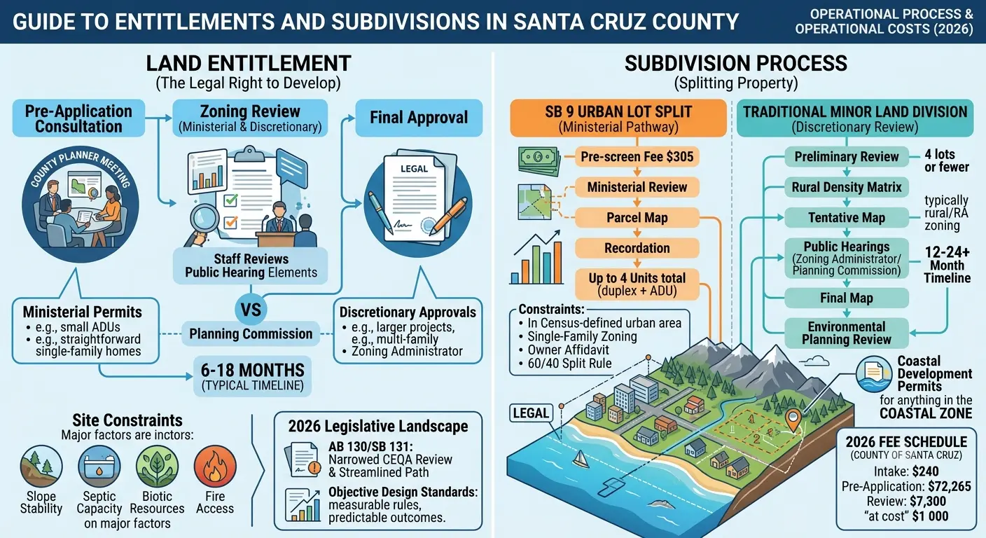 infographic chart for the entitlement and subdivision process