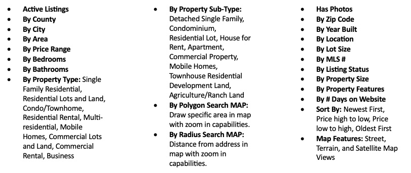 List of search capabilities